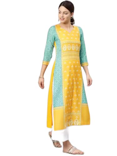 Image of Vaamsi Women's Poly Crepe a-line Kurta (VPK1583 S Multicoloured Small)