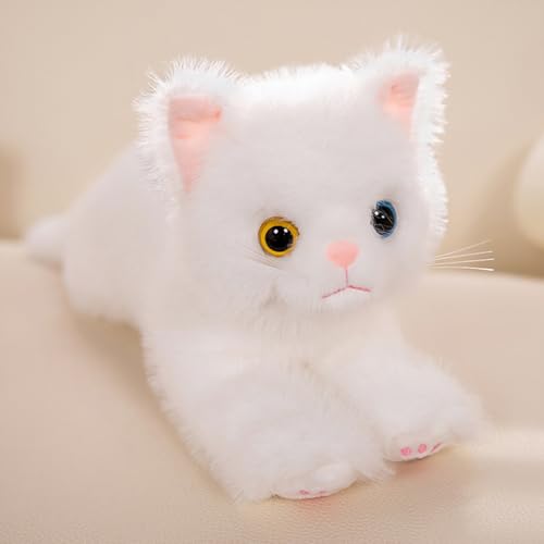 Image of PEACH CAT Cat Stuffed Animal 12 inch Realistic Kitten Plushies Soft Plush Toys Gifts for Kids White