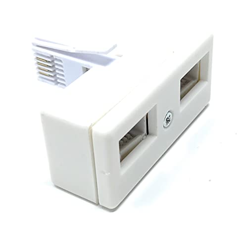 DRUT BT 1x BT Plug - 2x BT Sockets Telephone Splitter BT Phone Lines T Shaped Cable Adapter, White (Two Way) - Image 4