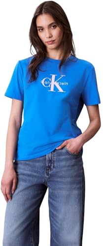 Calvin Klein Damen T-Shirt Kurzarm Hero Classic Monologo Tee mit Rundhalsausschnitt, Blau (Cobalt Blue), 2XS – Ansicht 3