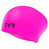 TYR Long Hair Wrinkle-Free Silicone Swim Cap, Pink