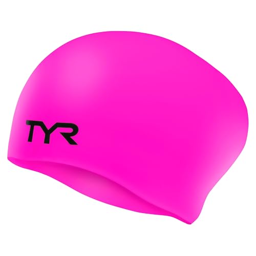 TYR Adult Long Hair Silicone Wrinkle Free Swim Cap for Braids, Dreadlocks, Streamlined Swim, Hair Protection