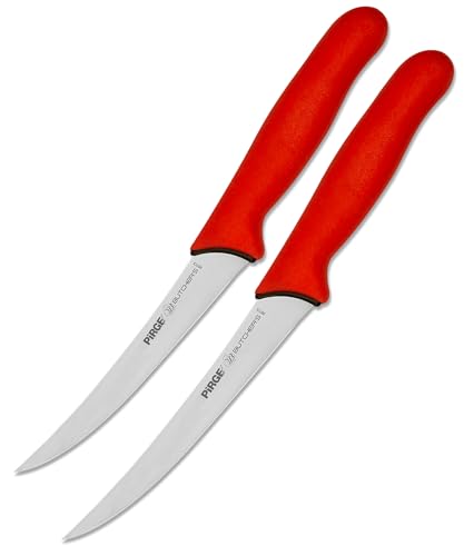 Pirge Butcher's MasterGrip Ausbeinmesser Profi Messer Set 2 TLG - Rutschfester Griff - 13 cm und 15 cm Ausbeinmesser Set - Schlachtermesser - Fleischermesser - Stechmesser - Schärfste Metzgermesser