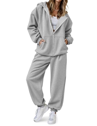 SHESHOW Fall Outfits for Women Oversized Zip up Hoodie Sweatshirt Jogger Sweatpants 2 Piece Sweatsuits Lounge Sets