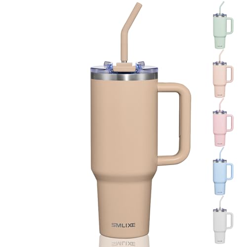 Image of COKTIK 40 oz Tumbler With Handle and Straw, Insulated Tumbler With Leakproof Lids, Stainless Steel|BPA-Free, Cold for 24 H (Dark Night)