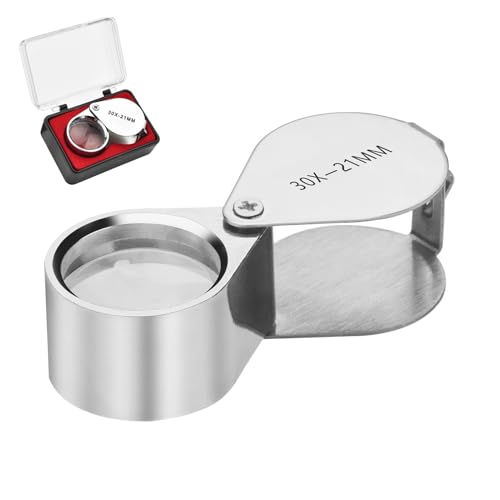 KINGMAS Pocket Jewelry Loupe 30x 21mm Jewelers Loop Eye Magnifying Glass Foldable Magnifier