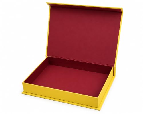 Image of Raksha Bandhan Gift Box with 12 Compartments | Premium Hard Board Festive Packaging Box with Golden Tray | Reusable Empty Gift Box for Dry Fruits Chocolates Sweets and Rakhi Gifting, Yellow, Pack of 1