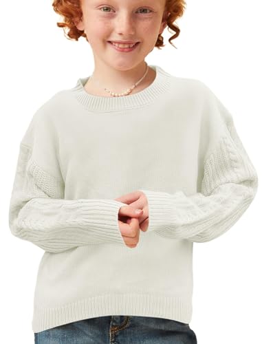 Girls Sweaters Crewneck Long Sleeve Kids Sweater Fall Winter Chunky Knit Pullover Jumper 5-144