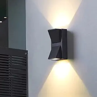 Harold Electricals 6W Modern K-Shaped 2 Way Outdoor/Indoor Wall Light Fixture | Up & Down Black Body Wall Scone Lamp for Living Room, Bedroom, Bedside, Restaurant, Bathroom & Corridor - Bulb Not Included (Warm White Light)