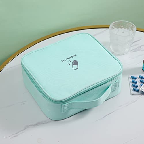 Image of COHEALI Portable Medicine Organizer - Oxford Cloth Pill Case Carrier for Home, Car, Camping, Office, Hiking (10.2x9x3.9in) Blue