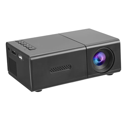 ASHATA Proyector Compacto, Proyector de Películas LED Portátil Keystone Vertical Automático, Inalámbrico 1080P HD 4K con Altavoz Estéreo y Control Remoto para Películas en (Enchufe de la UE)