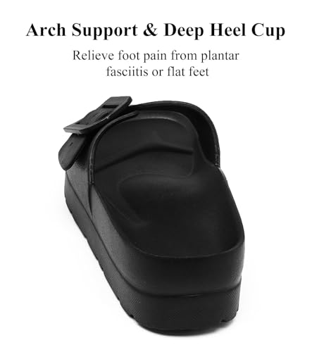 Image of Haifago Women's Platform Sandals with Arch Support, Summer Beach Slides Adjustable Buckle Comfortable Lightweight EVA Slip on Slide