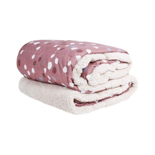 SaRani Coperta con Interno di Pelliccia Agnellata, Copriletto Trapuntato Matrimoniale 260 x 260 cm (Rosa)