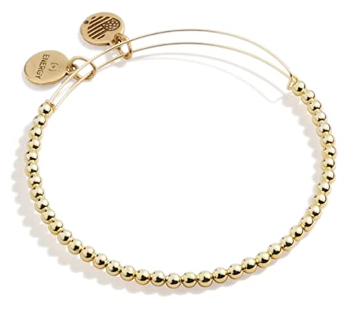 Alex and Ani Accents Beaded Expandable Bangle for Women, Dot Beads, Shiny Gold Finish, 2 to 3.5 in