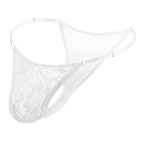 Mens Lace Thong Briefs Underwear, Sexy See-Through Mens lingerie with Adjustable Stretch Waistband Sissy Panties