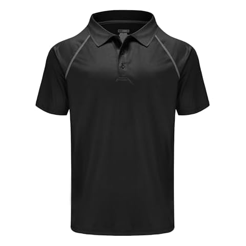 MOHEEN Men's Polo Shirts Short Sleeve Moisture Wicking Performance Athletic Casual Golf Collared Shirt Black 2XL Cover