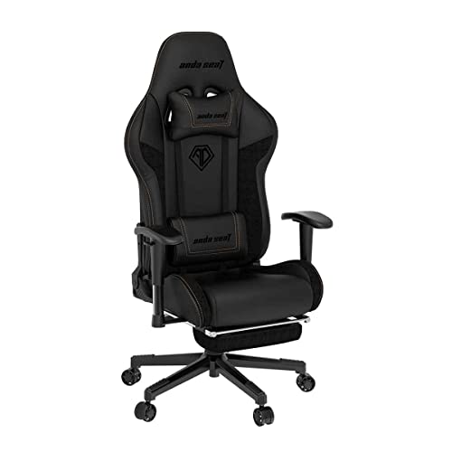 Anda Seat Jungle 2 Pro Escritorio ergonómica de Piel con Cuello y Respaldo Lumbar, Asiento, sillas de Juego para Adultos y Adolescentes, Medium, Negro