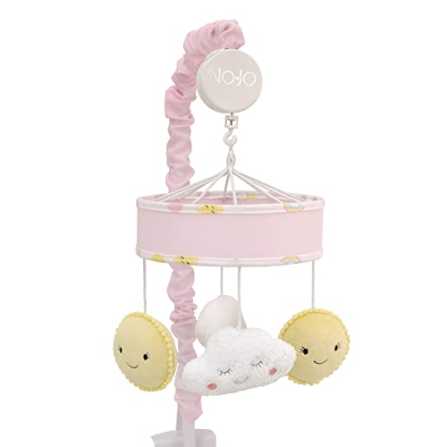 Image of NoJo Happy Days Pink, Yellow and White Plush Sun and Clouds Musical Mobile