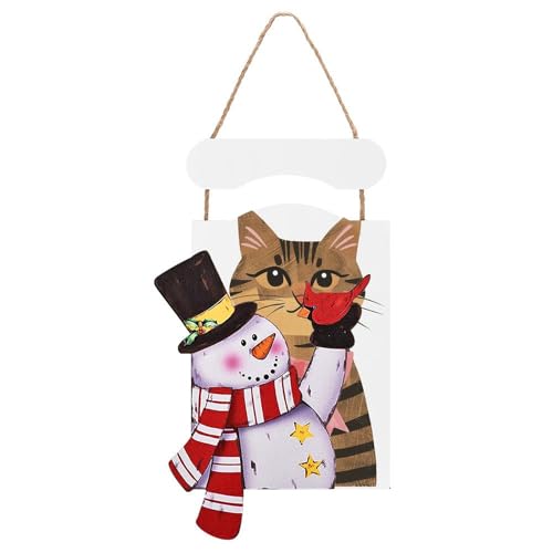 Chat au ruban imprimé Noël peinture bois cadeau idéal pour petits et grands