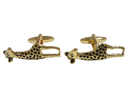 Kiola Designs Gold and Black Toned Giraffe Mancuernillas miniatura 1