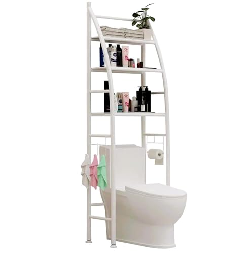 COSHANO Estantería sobre Inodoro WC Armario para Cuarto de Baño, Colada Ahorra Espacio Estante Almacenamiento, Blanco, 166x47x25cm