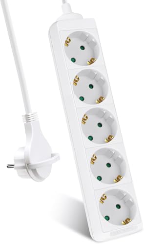 EXTRASTAR 5-Fach Flachstecker Steckdosenleiste Weiß