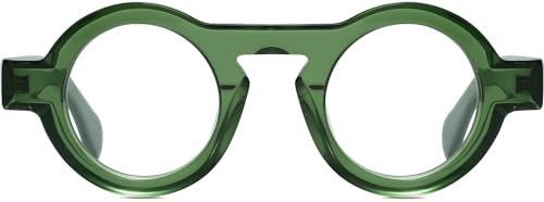 Round Reading Glasses 1.0 For Women/Men With Blue Light Blocking Protection,Flexible Spring Hinge Blue Blockers Computer Readers Anti Glare Bluelight Filter Eye Strain Eyeglasses,Green