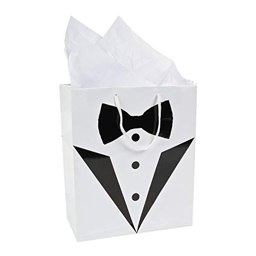 Fun Express Groomsmen Tuxedo Wedding Gift Bags (1 Dozen) Wedding Party Supplies