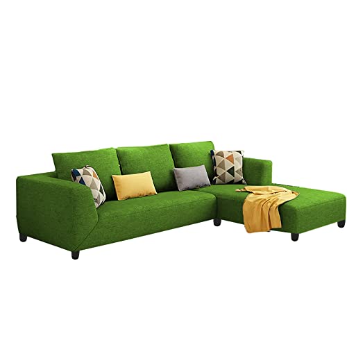 Image of Galib RHS 4 Seater L Shape Sofa Set for Living Room (Green Fabric)