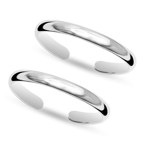 Image of TRUESILVER ACPL 925 Sterling Silver Toe Rings for Women (Adjustable) BIS Hallmarked Minimalist Classic Wave Ball Roman Multi-Design Toering Set | Elegant Foot Jewelry | Gift for Mom, Anniversary