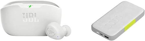 JBL Vibe Buds True Wireless Headphones - Blanco e InfinityLab InstantGo 10000-10000mAh Wireless Power Bank - Blanco