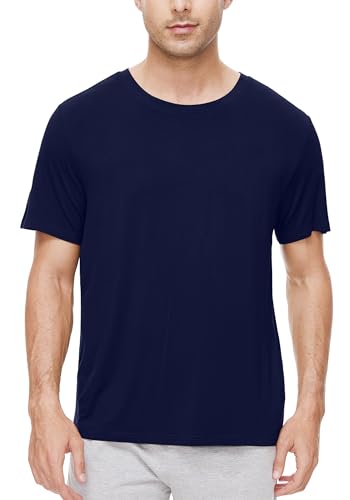 WiWi Men's T-Shirts Classic Soft Tee Viscose from Bamboo Loungewear Lightweight Short Sleeves Pajama Sleep Shirt S-XXL