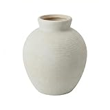 Sawoake Retro Ceramic Vase, 7.7 Inch Farmhouse Rustic Pot, Vintage Table Centerpiece for Living Room, Dining Room Office Desk Bookshelf & Fireplace Decor