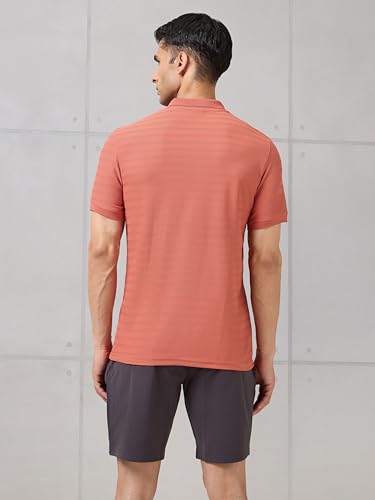 Image of TECHNOSPORT Men's Slim Fit Striped Half Sleeve Polo Active Out T-Shirt for Gym, Sports & Regular Use