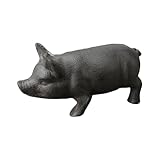 Cast Iron Pig Statue, Rustic Decorative Figurine for Home, Office or Garden Décor, Strong Paperweight Gift, 5.5” x 2.75” x 2.25”, Black