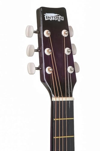 Image of Intern 38 Inch Acoustic Guitar for Beginners with Bag, Strap, Strings, Picks & String Winder | Cutaway Design | Steel String Guitar for Kids & Adults. (Purple)
