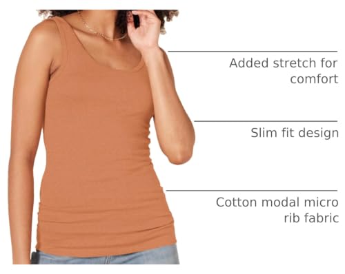 Image of Amazon Essentials Women's Slim-Fit Ribbed Scoop Neck Tank Tops, Pack of 2