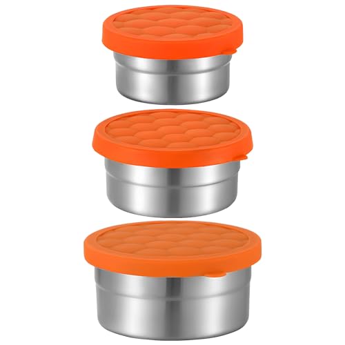 Recipientes Redondos de Acero Inoxidable con Tapa, 3 Piezas
