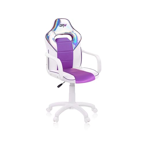 Adec Group DRW Iris, Silla de Escritorio, Estudio o Despacho, Sillon Gaming, Acabado en Color Blanco, Lila e Iris, Medidas: 46,5 cm (Ancho) x 46 cm (Largo) x 98-109,5 cm (Alto)