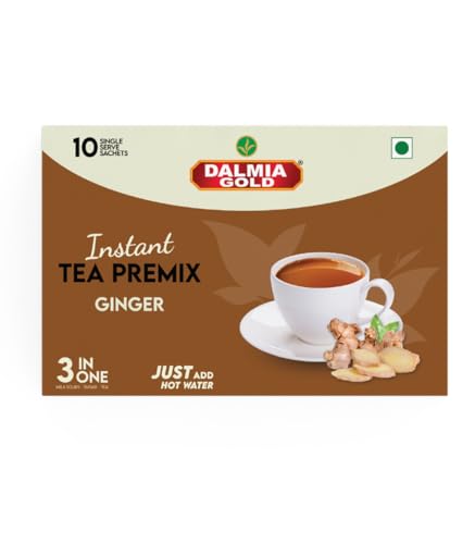 Image of Dalmia Gold Instant Tea Premix- Ginger Flavour - Regular Sugar (14 Grams * 10 Sachets) (Makes 100 ML) | Adrak