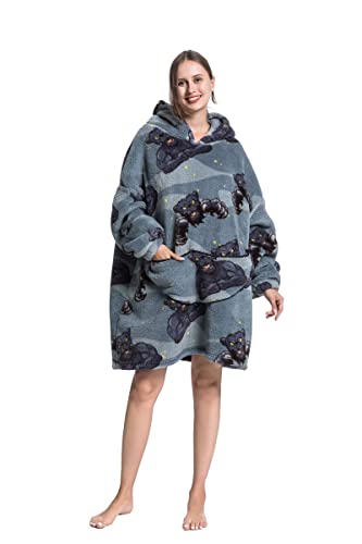 Manta de gran tamaño, manta para adultos para mujeres y hombres, sudadera gigante con capucha Sherpa FLeece con bolsillo, Monstruo., L/5XL Cover