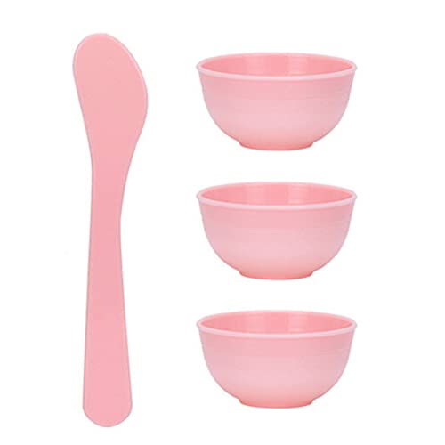 lasenersm 3 Pieces Mini Plastic Facial Mask Mixing Bowl with Stirring Spatula Facemask Bowl Mud Mask Mixing Bowl DIY Skin Care Mixing Tool Kit for Lady Women Home Beauty Salon Use, Pink image 2