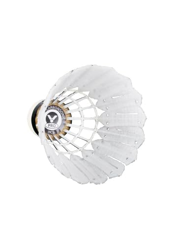Image of VICTOR Carbonsonic Pro NCS PRO Badminton Shuttlecocks, White, Pack of 6, Speed-76, Durable Lightweight Design, Fast Stable Flight, Indoor Outdoor Sports