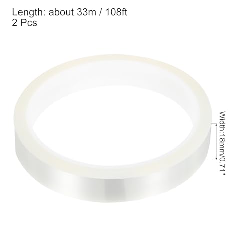 Image of uxcell Clear Heat Tape, 2 Rolls 18mmx33m 108ft High Temperature Heat Resistant Tape for Sublimation,Heat Vinyl Press,Heat Transfer, Circuit Board, No Residue