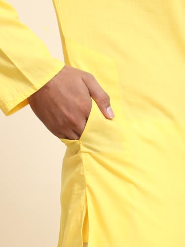 Image of Men's Cotton Solid Dress Long Kurta Regular Fit Casual