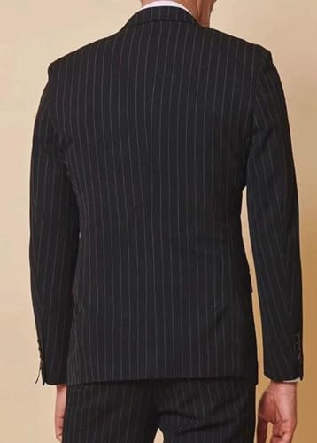 Men's 3 Piece Suits Slim Fit Pinstripe Wedding Tuxedos Casual Suits Jacket Vest Pants Formal Prom Suits2