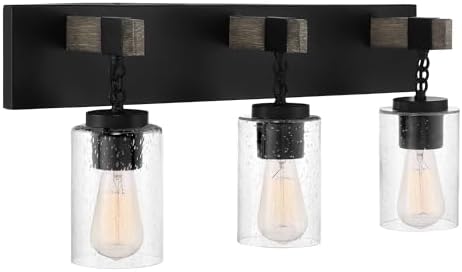 DESIGNERS FOUNTAIN Fulton 3-Lights Vanity Light Fixture, 24 Inch Wall Mount Sconce for Bathroom, Bedroom or Mirror, Matte Black, D202M-3B-MB