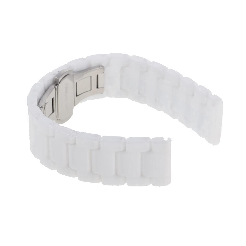 1x Reemplazo de Correa de Eslabones de Cerámica para Relojes Hebilla de Material Acero Inoxidable Hebilla Blanca