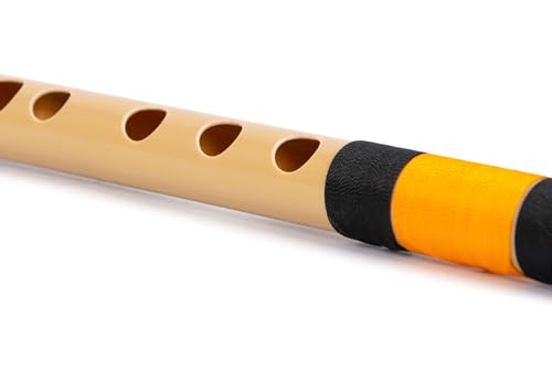 Image of Radhe Flutes | G Natural Right Handed Middle Bansuri | Black & Orange | Tuned With Tanpura A=440Hz | PVC Flute + Hindi & English Flute Lessons