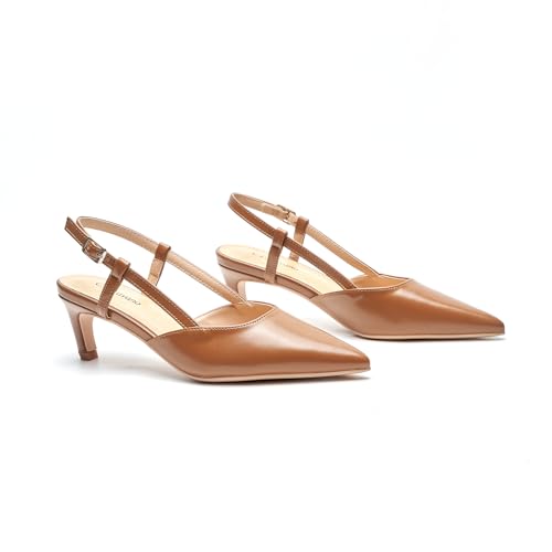 Image of C.Paravano Kitten Heels for Women Pointed Toe Slingback heeled Sandal Pumps